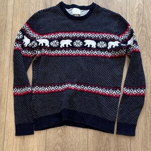 Navy Blue Polar Bear Pattern Sweater